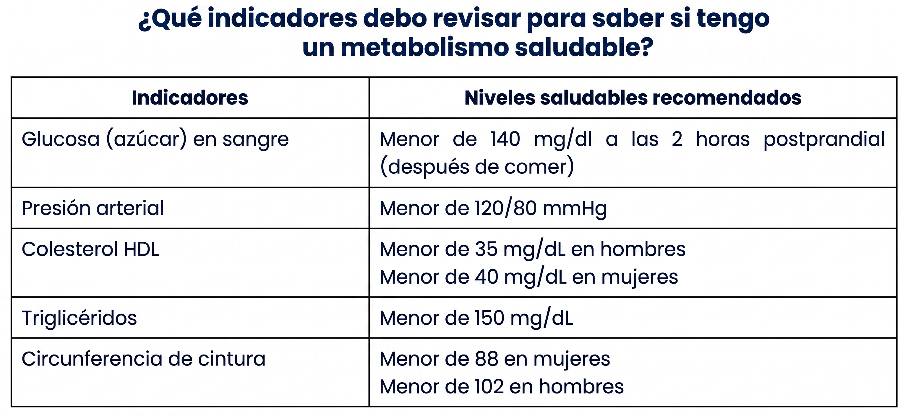indicadores metabólicos en un análisis de sangre